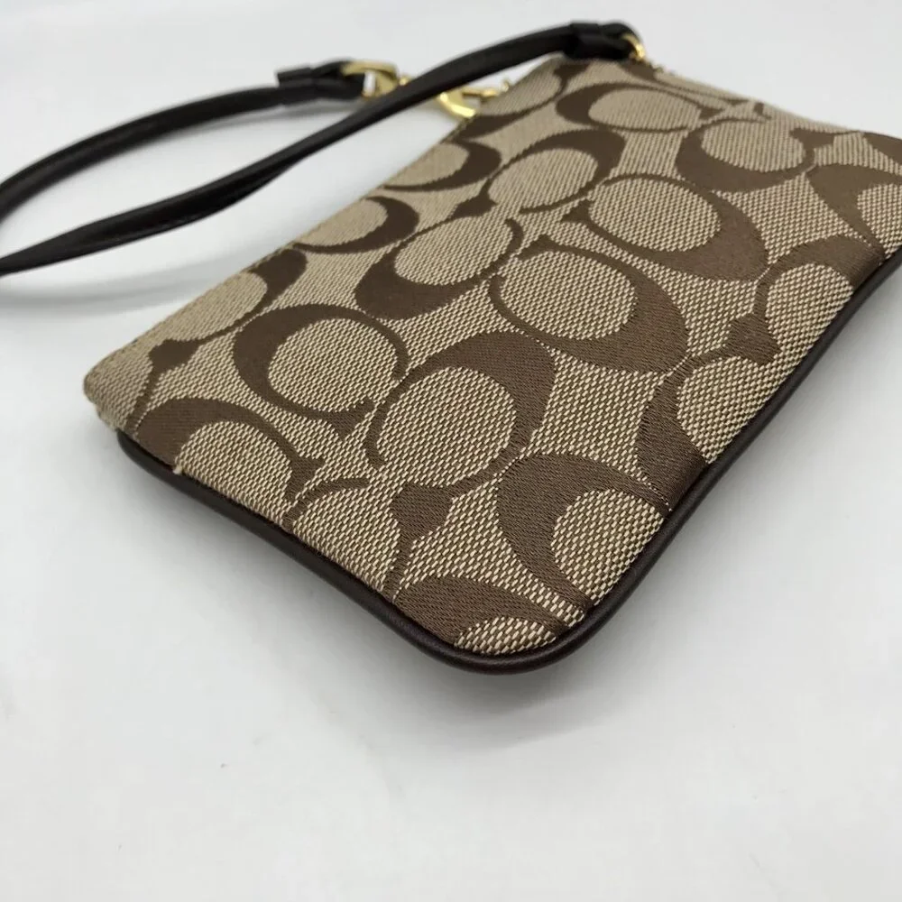 Coach Khaki Canvas Signature C Monogram Wristlet_9